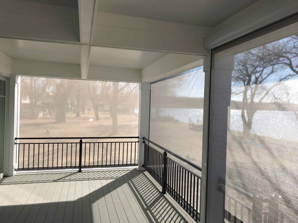 View from inside patio with deployed sun shade